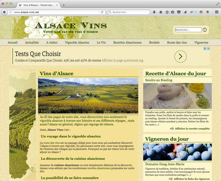 realisation compléte du site Internet Alsace Vins
