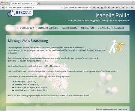 realisation du site Internet de Isabelle Rollin - Massage Assis Strasbourg