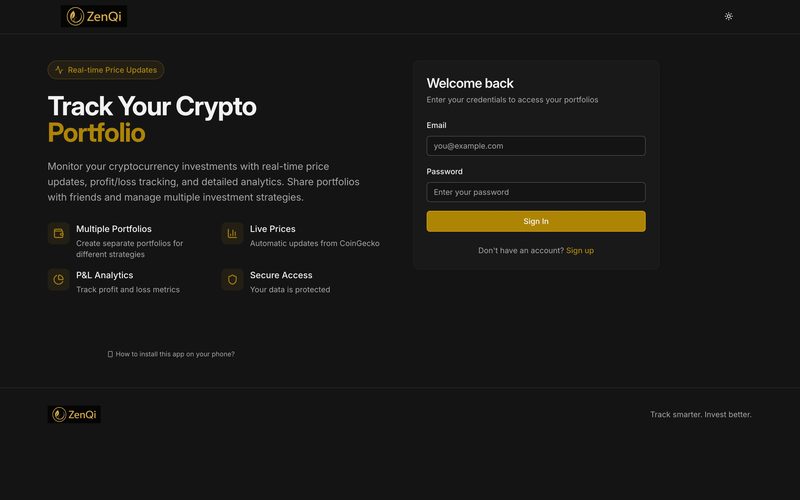 ZenQi — application de suivi de portefeuille crypto